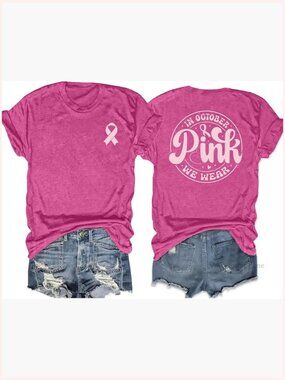 Breast Cancer Awareness T-Shirt Pink Ribbon Support Tee